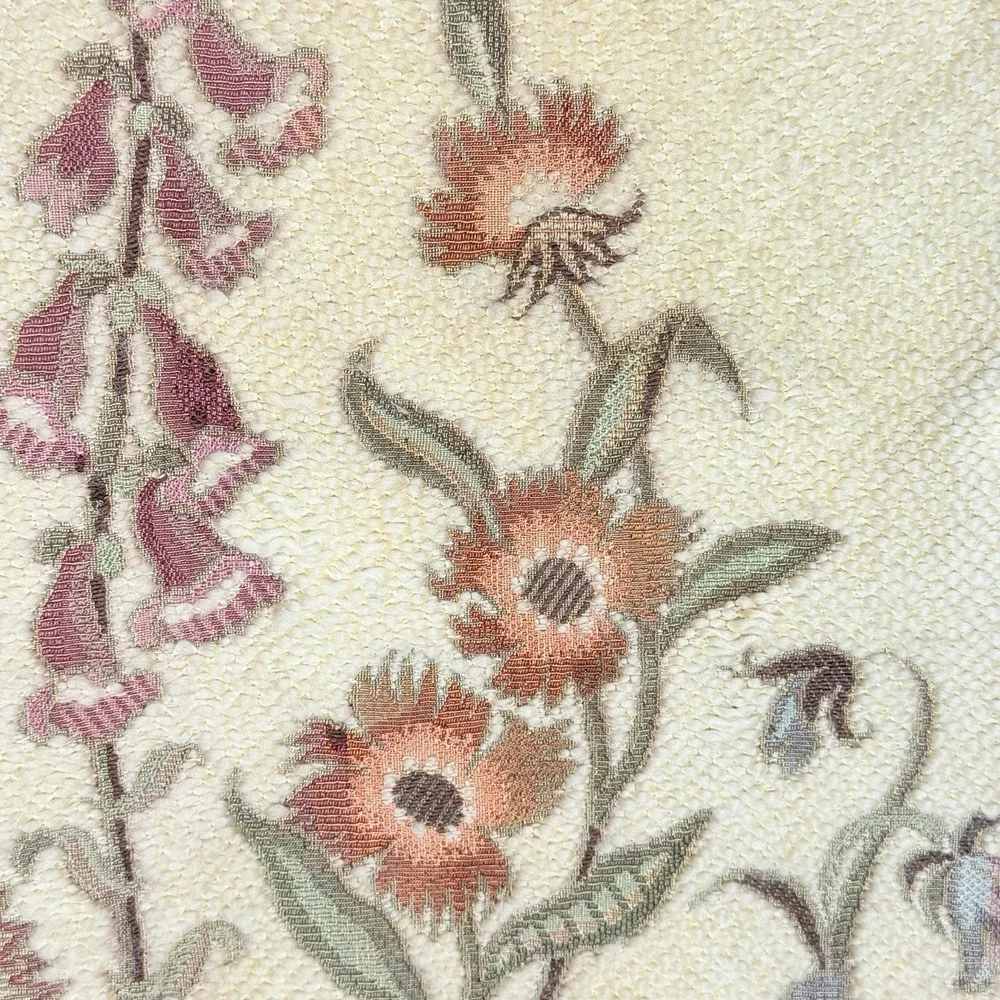 70's Vintage Crewel Wool Floral Wall Hanging Embroidered Tapestry Cottage Decor